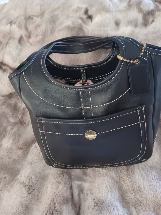 Coach Black Leather Satchel – Designer Purse for Women, Everyday & Office Handbag