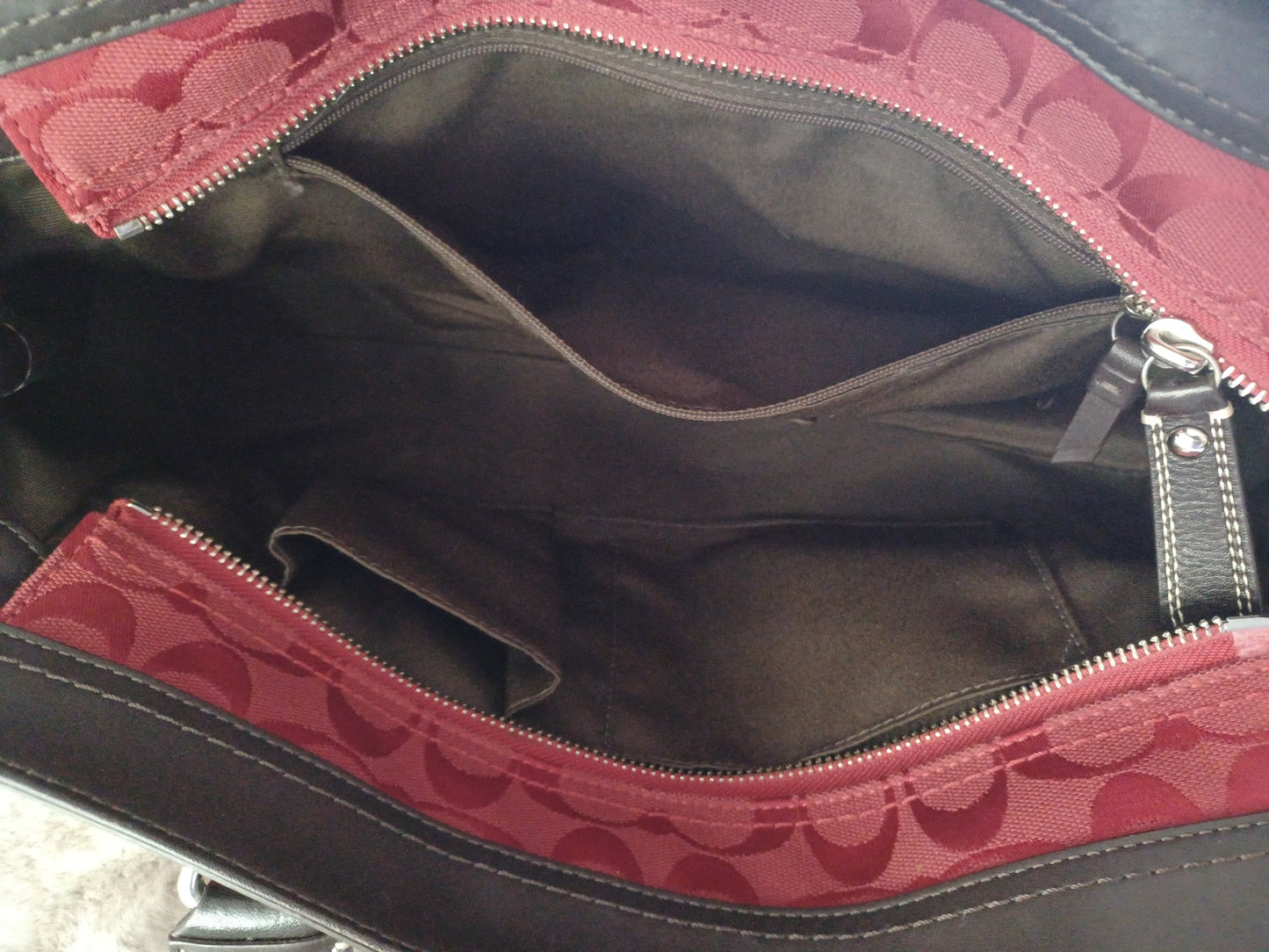 Coach Red Signature Canvas Handbag with Leather Trim – Designer Purse for Women