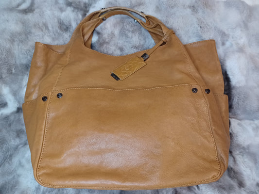 Oriani Large Cognac Brown Leather Tote Bag