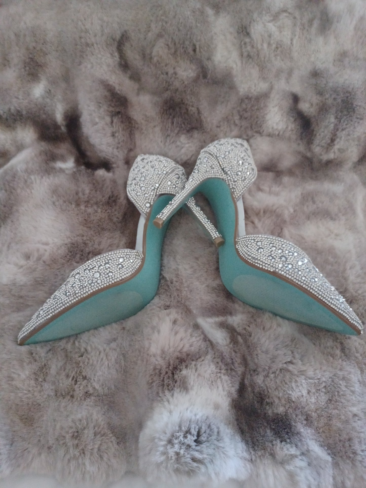 Betsey Johnson Silver Rhinestone Heels – Glam Statement Shoes, Women’s Size 7.5