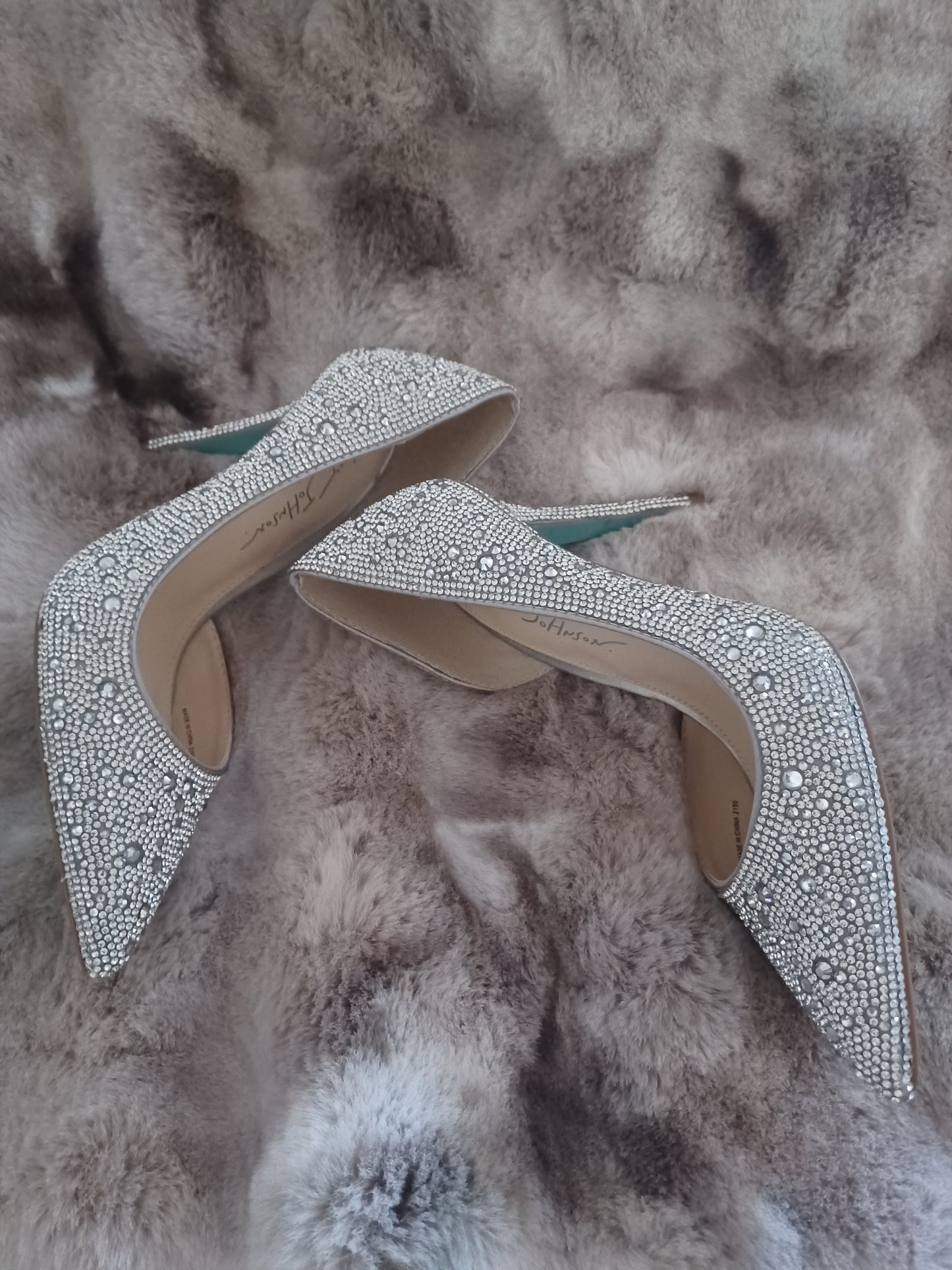 Betsey Johnson Silver Rhinestone Heels – Glam Statement Shoes, Women’s Size 7.5