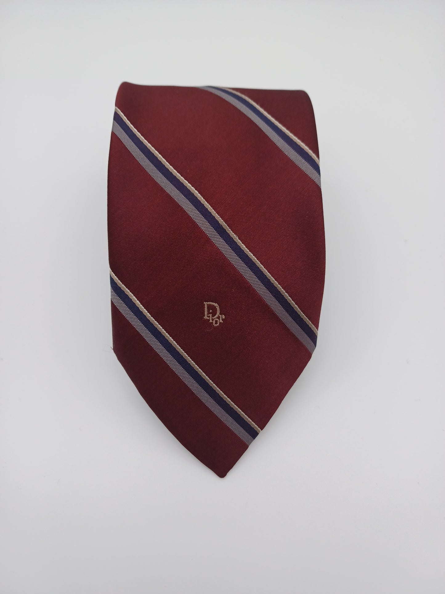 Vintage Christian Dior Tie - Luxury Burgundy Red Stripe