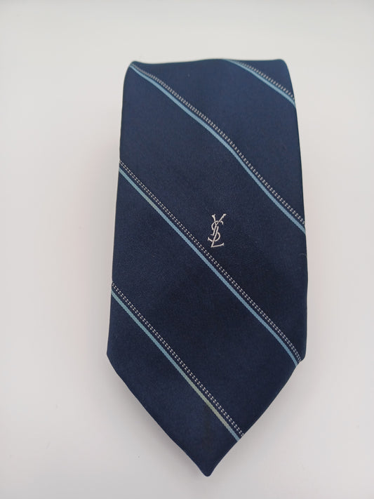 Yves St. Laurent Tie - Blue Striped Luxury Tie