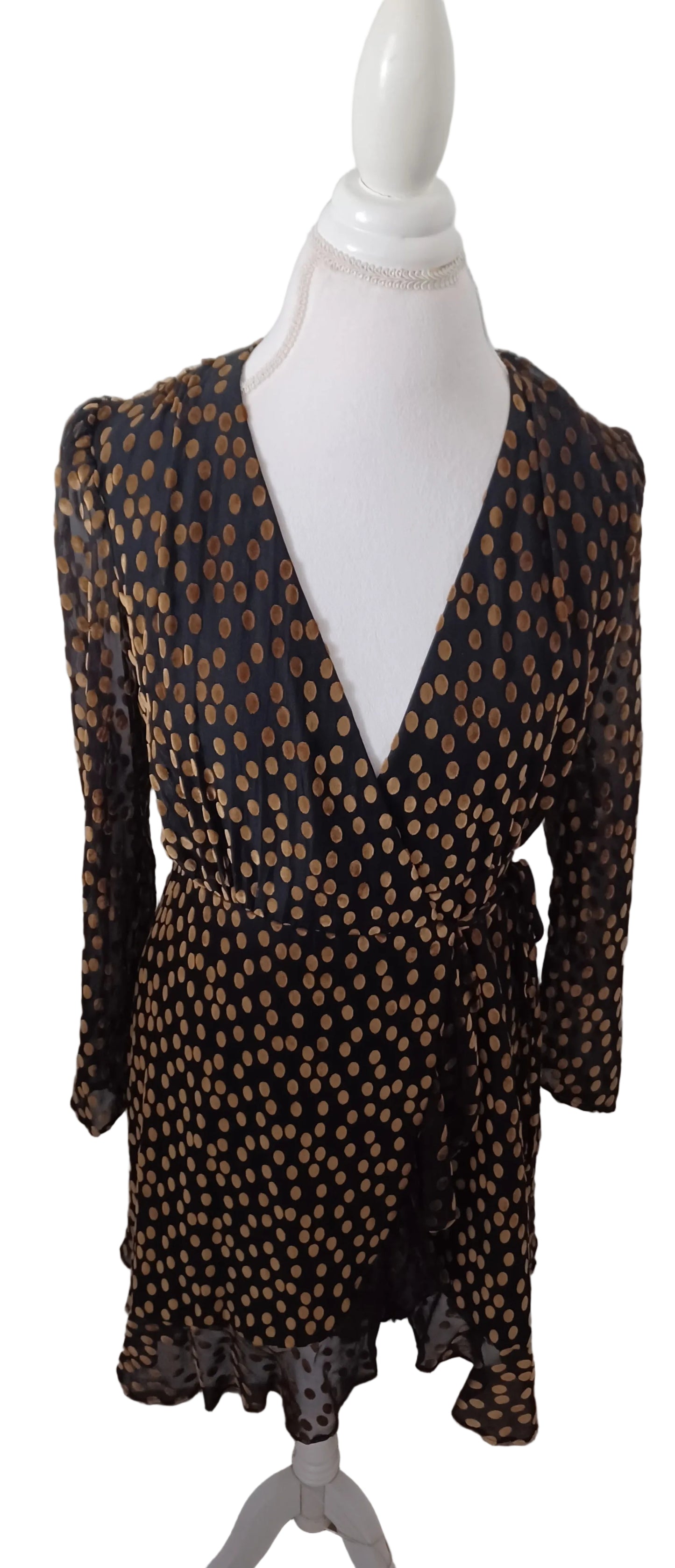 Alex Marie Black and Gold Wrap Dress