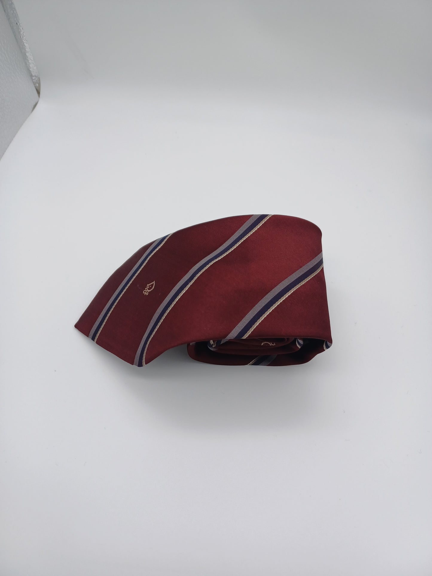 Vintage Christian Dior Tie - Luxury Burgundy Red Stripe