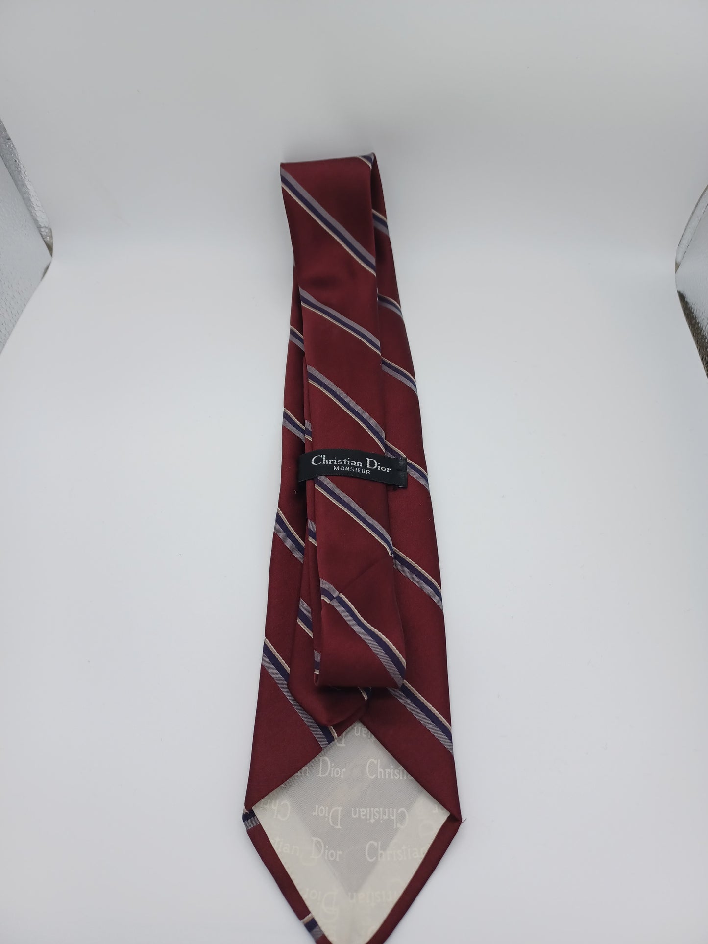 Vintage Christian Dior Tie - Luxury Burgundy Red Stripe