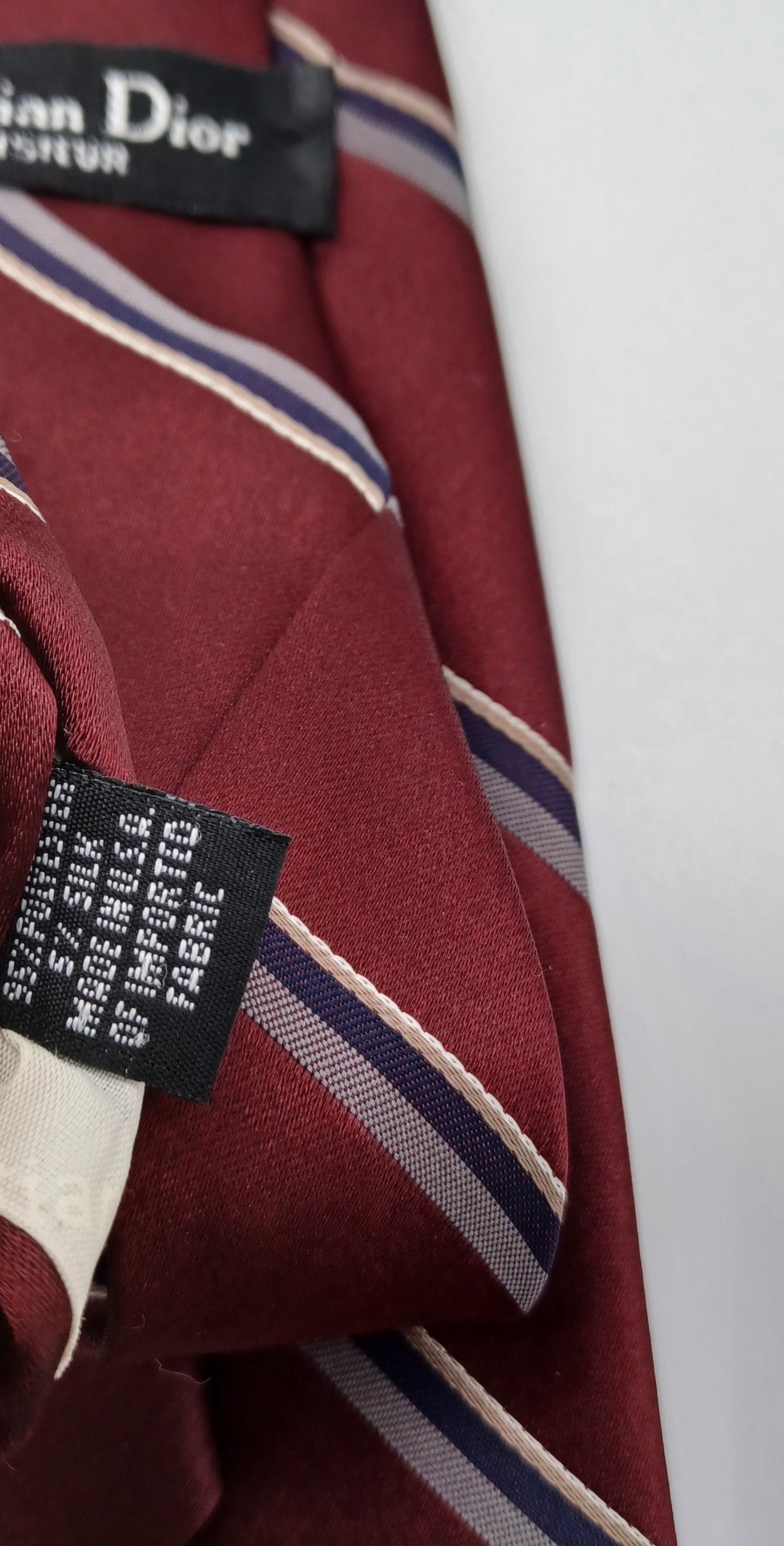 Vintage Christian Dior Tie - Luxury Burgundy Red Stripe